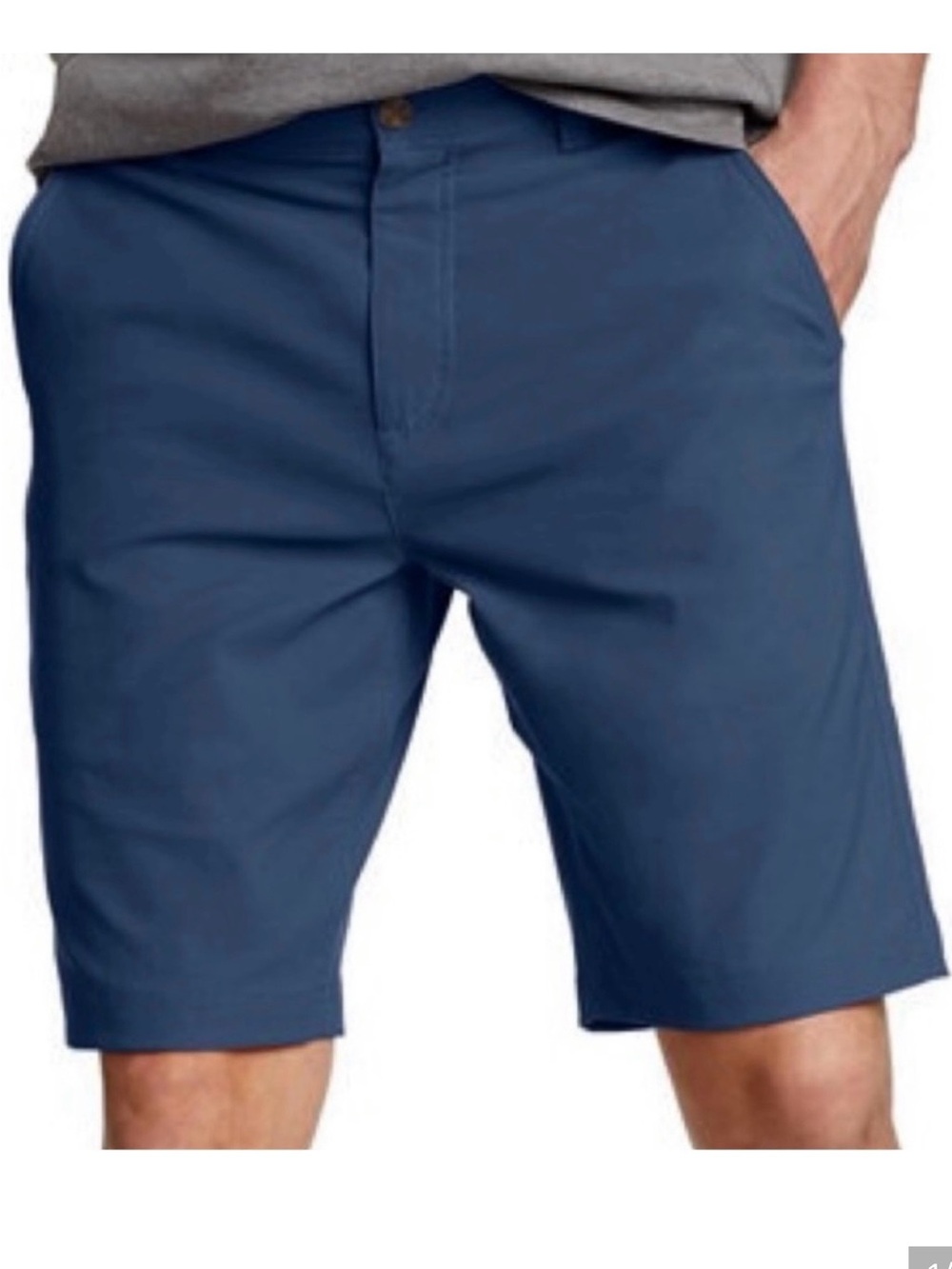 Eddie Bauer Men’s Navy Blue Flat Front Chino Stretch Golf Dress Shorts Size 38